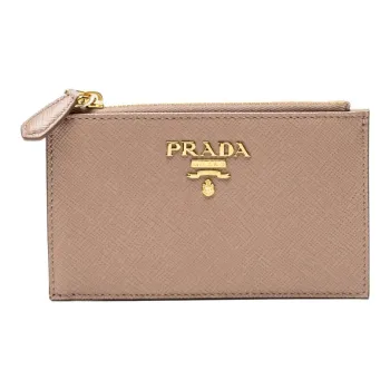 PRADA Fabric With Leather Wallets Card Holders Regular Women's Pink