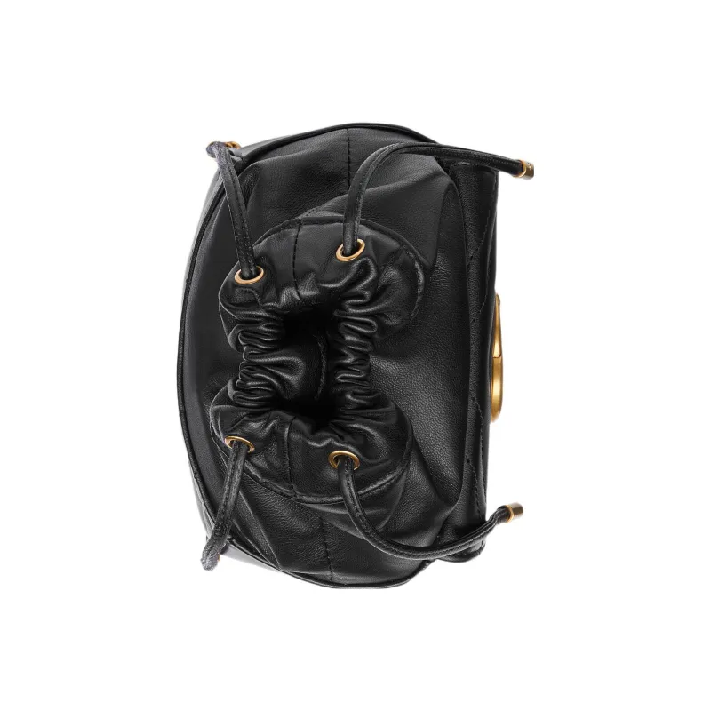 GUCCI Marmont Leather Bucket Bags Shoulder Bag Crossbody Bag Mini Women's Black-3
