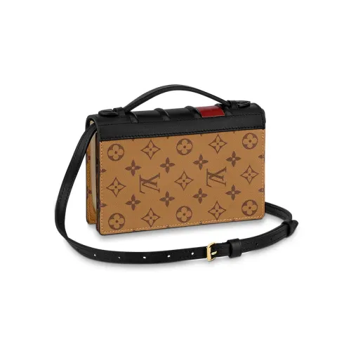 LOUIS VUITTON Coated Canvas With Cow Leather Trim Box Bag, Shoulder Bag, Crossbody Bag Small Size Women's Brown