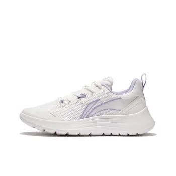 LiNing Anti Slip And Wear Resistant Breathable Low Top Running Shoes Women's White Purple