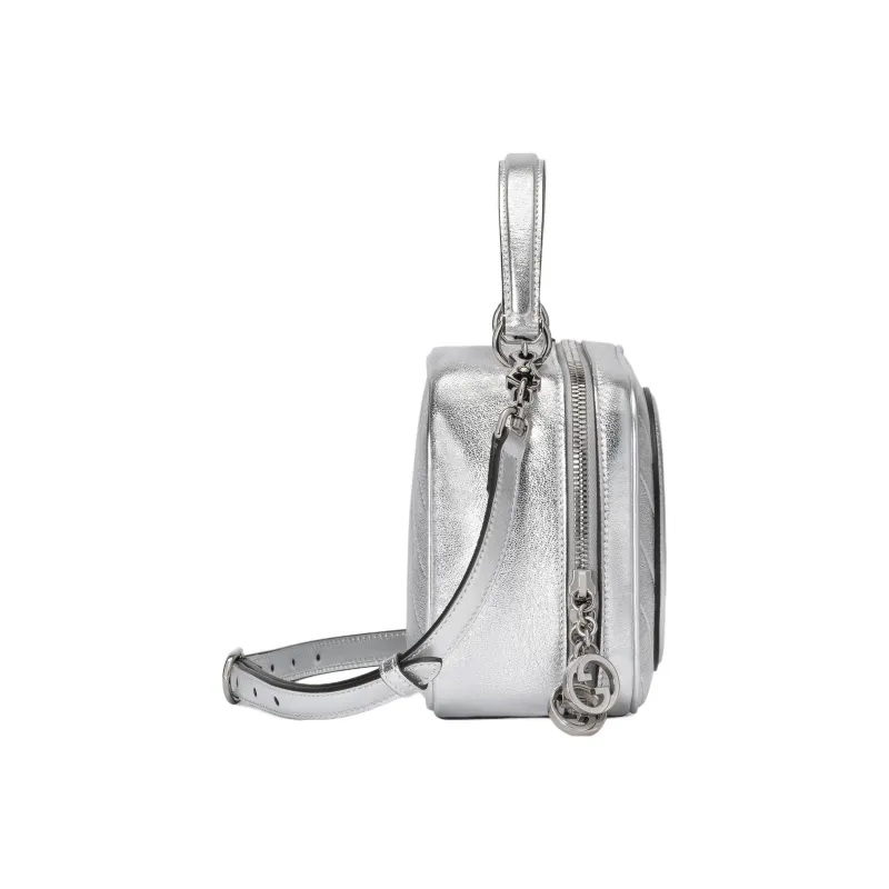GUCCI Blondie Leather Shoulder Bag Crossbody Bag Handbag Women's Silver-3