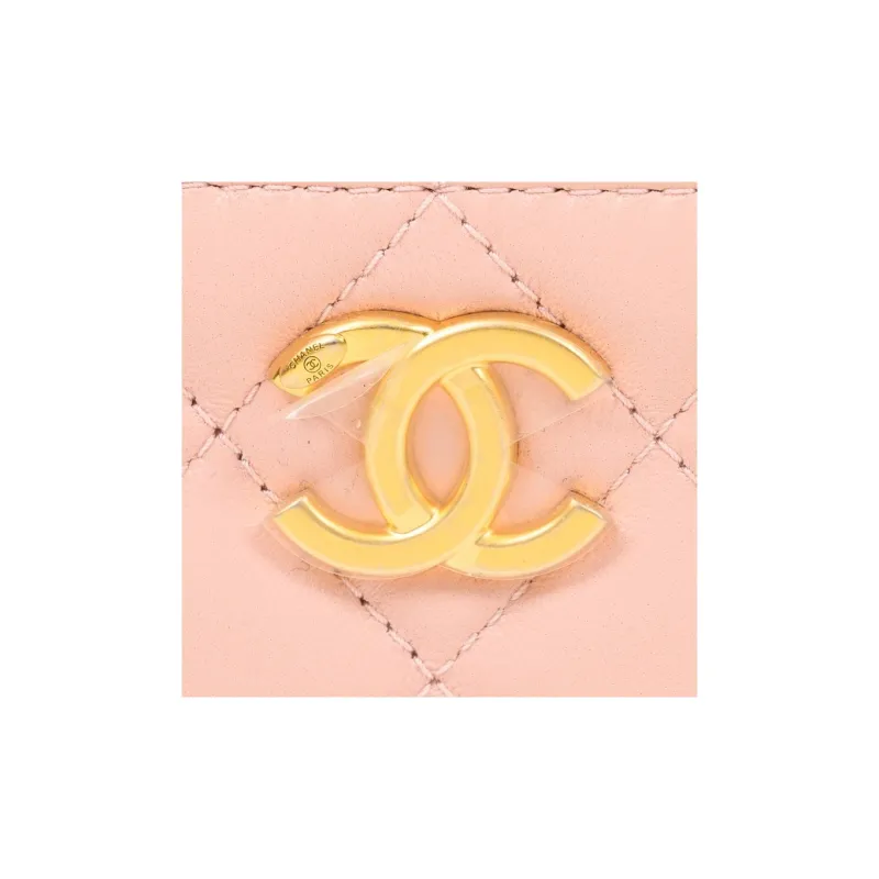 CHANEL Sheepskin One Shoulder Crossbody Bag, Shoulder Bag Medium Size Women's Pink-4