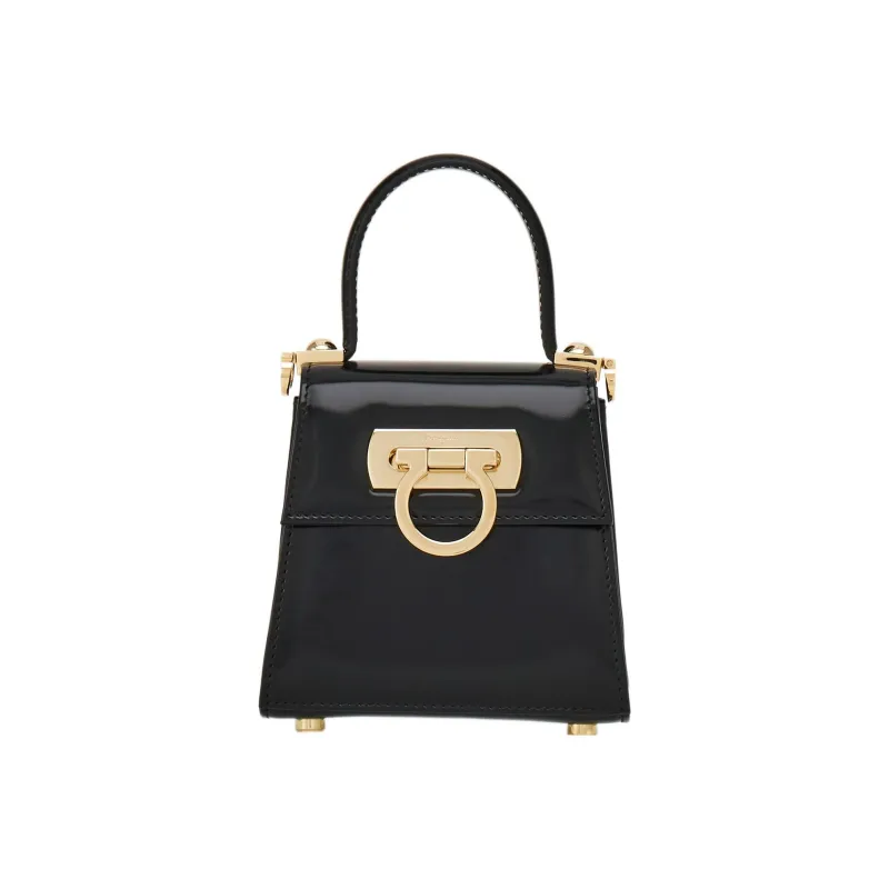 FERRAGAMO Leather Shoulder Bag Crossbody Bag Handbag Extra Small Women's Black-0
