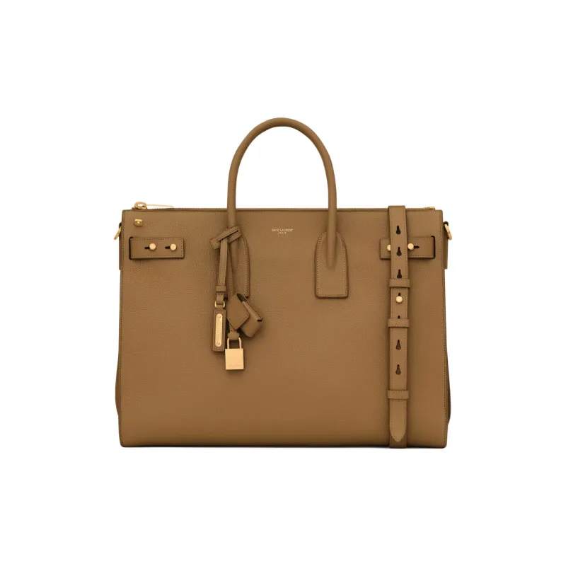 SAINT LAURENT SAC DE JOUR Calfskin Shoulder Bag Crossbody Bag Handbag Regular Men's Brown-0