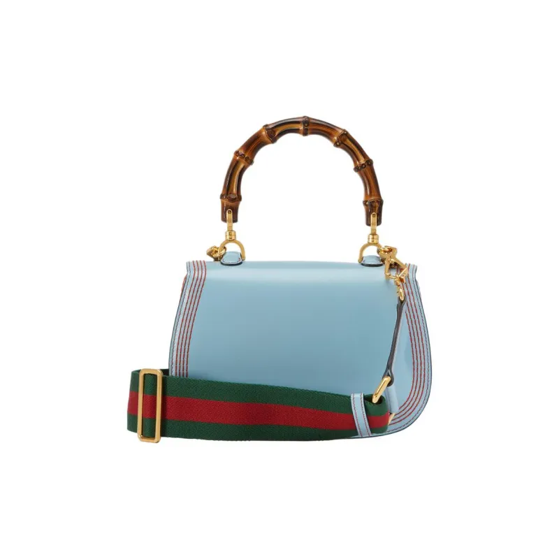 GUCCI Bamboo 1947 Leather Shoulder Bag Crossbody Bag Handbag Regular Women's Blue-8