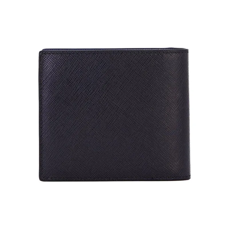 PRADA Cow Leather Card Holder Wallet Regular Men's Black/Blue-2