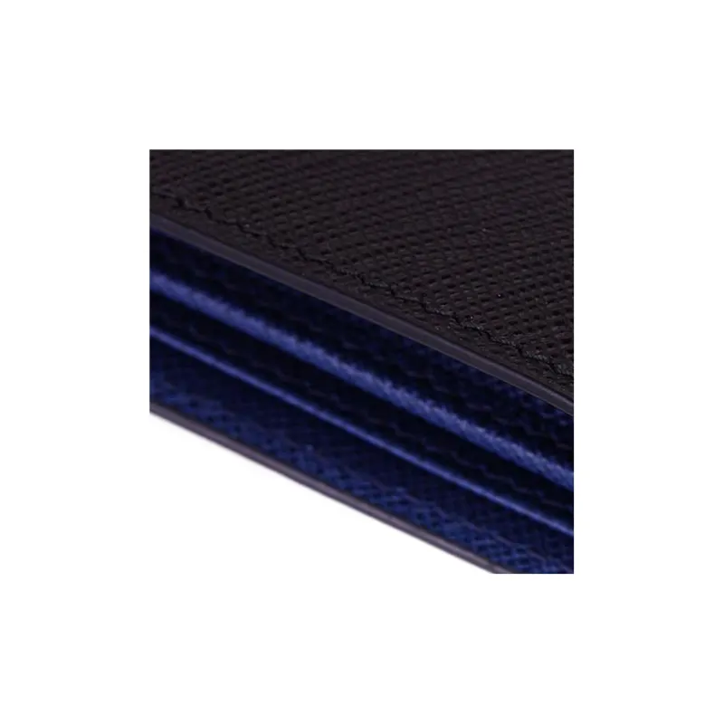 PRADA Cow Leather Card Holder Wallet Regular Men's Black/Blue-5
