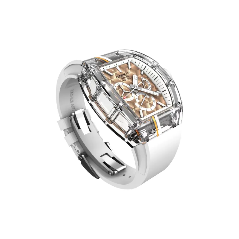 CRONUSART Automatic Mechanical Movement Rubber Strap Watch Men's Watches Gold Dial-2