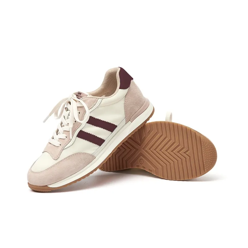 BEAU Breathable Low Top Sports Casual Shoes 2.5cm Women's Beige White Pink-3