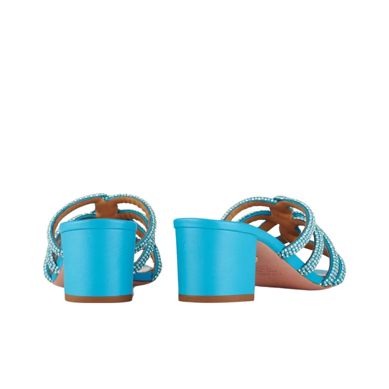 AQUAZZURA 60mm Crystal-embellished Leather Mules-2