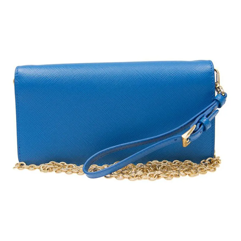PRADA Cow Leather Handbag Crossbody Bag Shoulder Bag Women's Light Blue-3