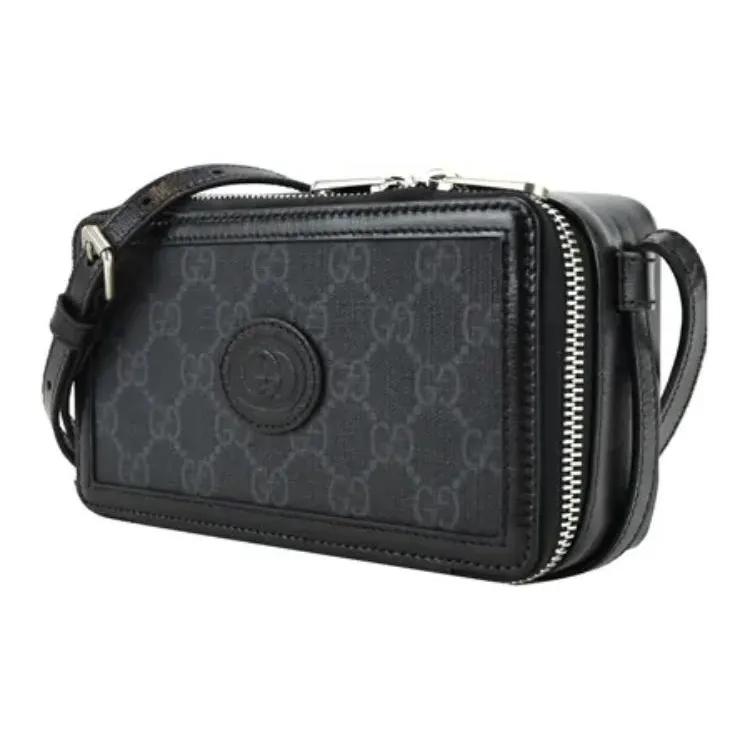 GUCCI Canvas Leather Crossbody Bag Mini Women's Black-1
