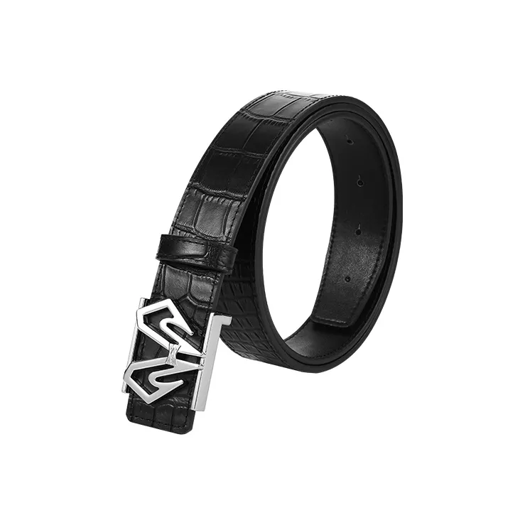 BABAMA Crocodile Pattern, Smooth Buckle Leather Belts Men's 3.5CM-15