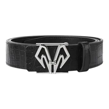 BABAMA Crocodile Pattern, Smooth Buckle Leather Belts Men's 3.5CM