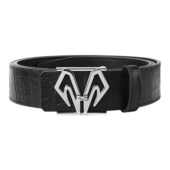 BABAMA Crocodile Pattern, Smooth Buckle Leather Belts Men's 3.5CM-13
