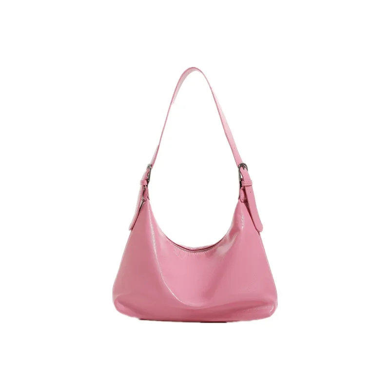 NOMK PU Messenger Bag Shoulder Bag Square Bag Biker Bag Women's Bag Crossbody Bag Shoulder Bag Medium Size Women's Pink-3