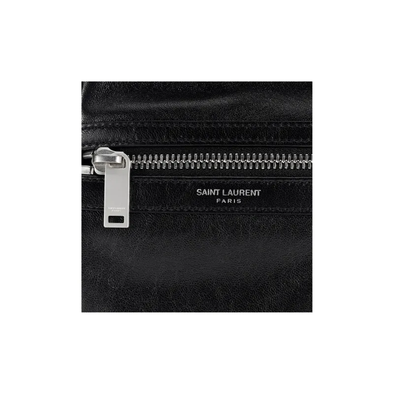 SAINT LAURENT Leather Crossbody Bag Shoulder Bag Men's Black-4