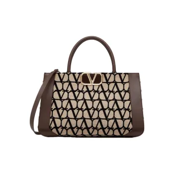 Valentino Toile Iconographe VLogo Plaque Medium Tote Bag