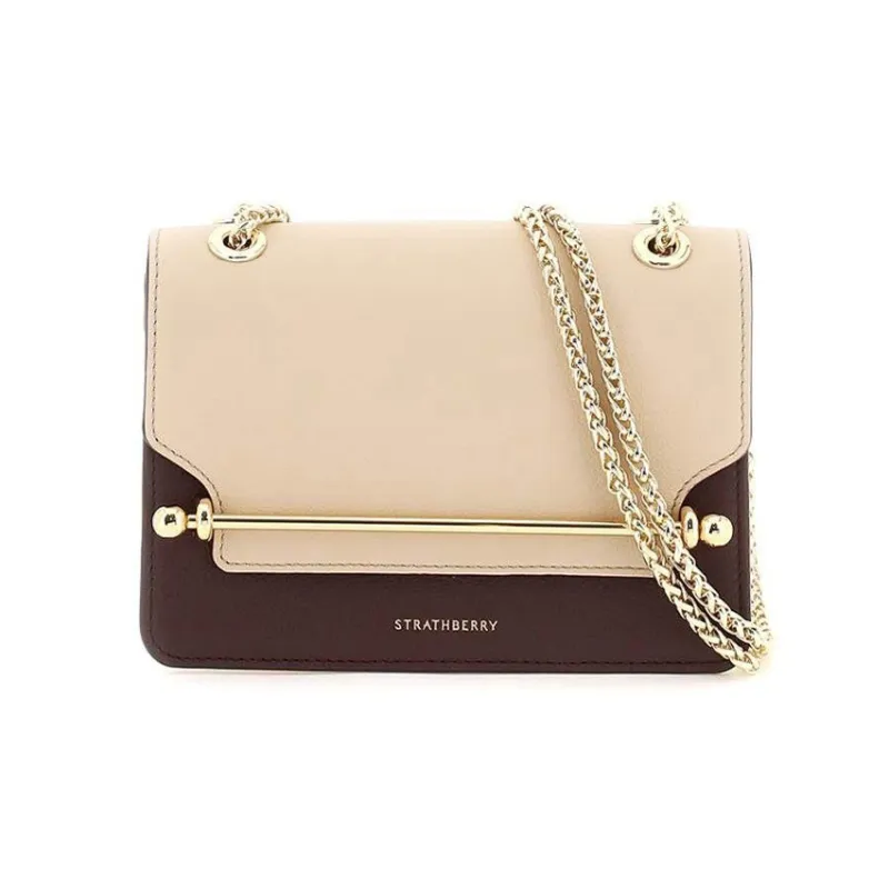 Strathberry Leather Handbag Shoulder Bag Crossbody Bag Mini Women's Beige-0