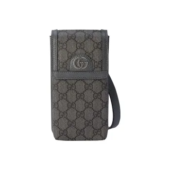 GUCCI Ophidia Canvas One Shoulder Crossbody Cell Phone Pouch Men's Gray