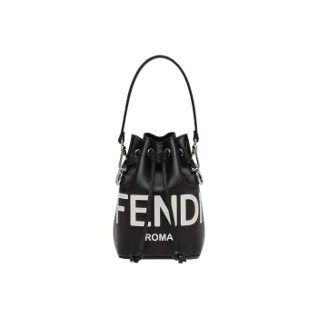 FENDI Leather Bucket Bag, Shoulder Bag, Crossbody Bag, Handbag Small Size Women's Black