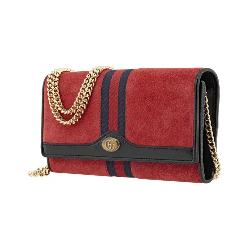 GUCCI Ophidia Suede Wallet Clutch Crossbody Bag Shoulder Bag Women's Red