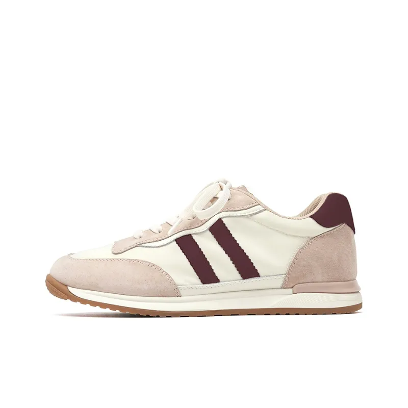 BEAU Breathable Low Top Sports Casual Shoes 2.5cm Women's Beige White Pink-0