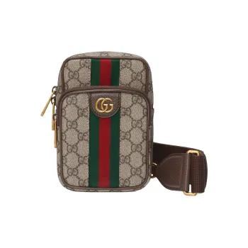 GUCCI Ophidia Canvas Shoulder Bag Crossbody Bag Men's Beige & Ebony