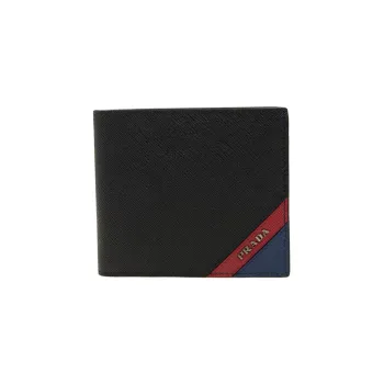 PRADA Cow Leather Wallet Small Size Men's Black