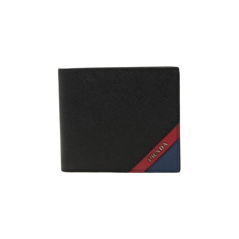 PRADA Cow Leather Wallet Small Size Men's Black-0