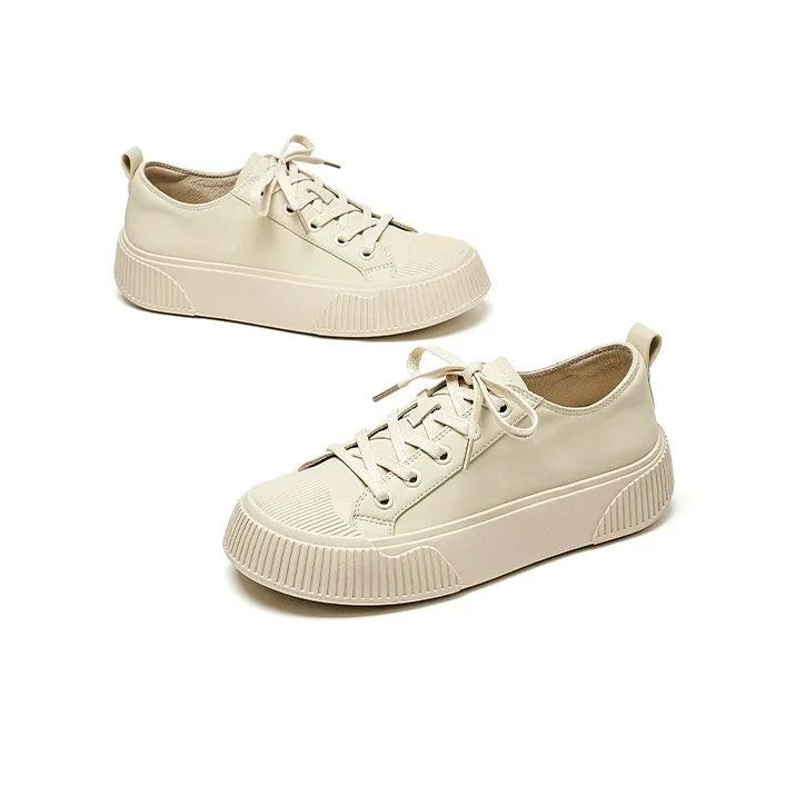 BEAU Stylish Skateboarding Shoes 3.8cm Women's Ecru-3