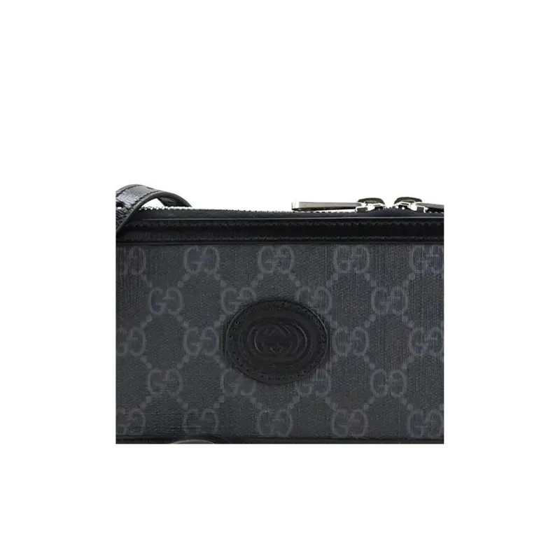 GUCCI Canvas Leather Crossbody Bag Mini Women's Black-5