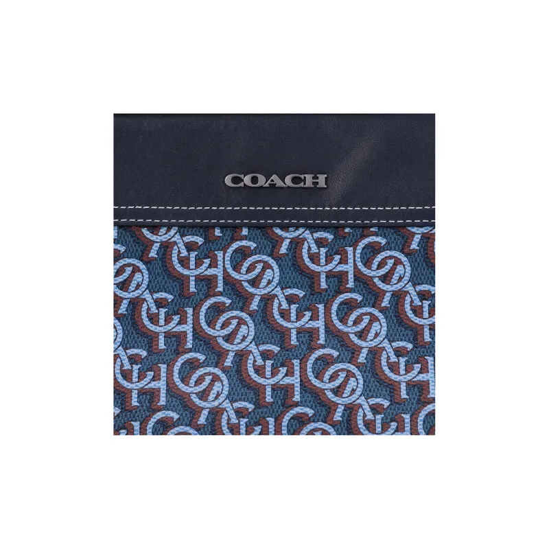 COACH Graham Coated Canvas Delicate Calf Leather Shoulder Bag Crossbody Bag Medium Size Men's Blue & Black-4