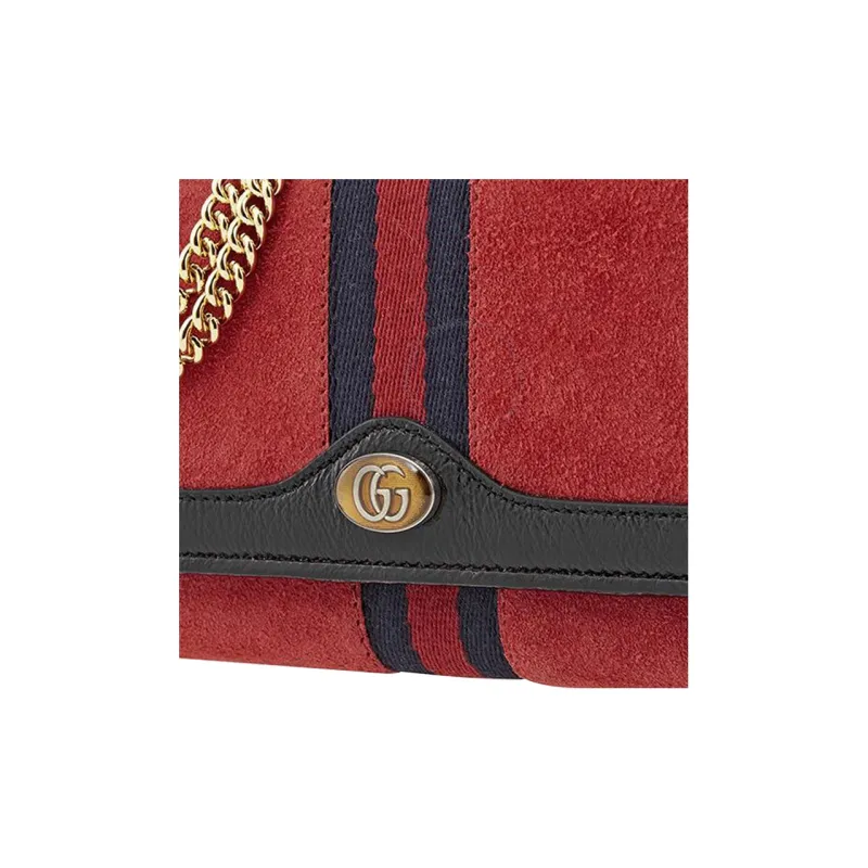 GUCCI Ophidia Suede Wallet Clutch Crossbody Bag Shoulder Bag Women's Red-1