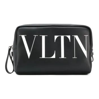 Valentino Cow Leather Makeup Bag, Storage Bag, Clutch Regular Women's Black