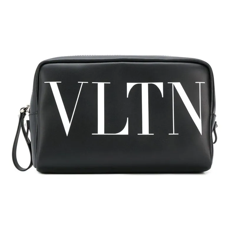 Valentino Cow Leather Makeup Bag, Storage Bag, Clutch Regular Women's Black-0