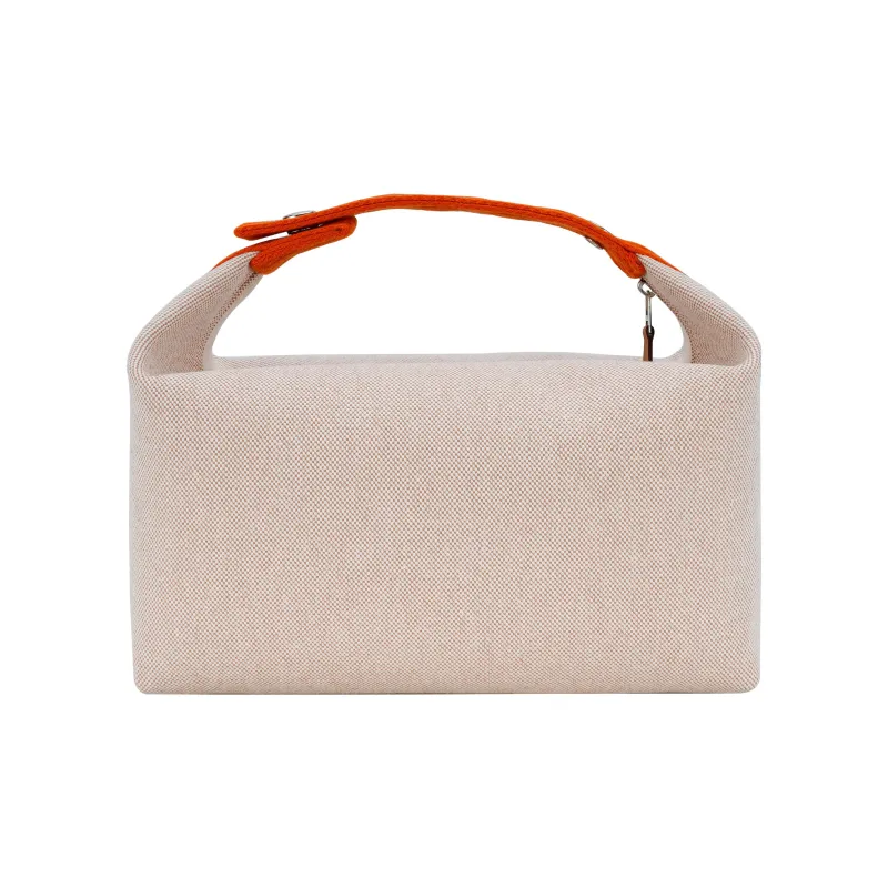 HERMES Bride a Brac Cotton Storage Bag, Toiletry Bag Large Size Unisex Beige-4