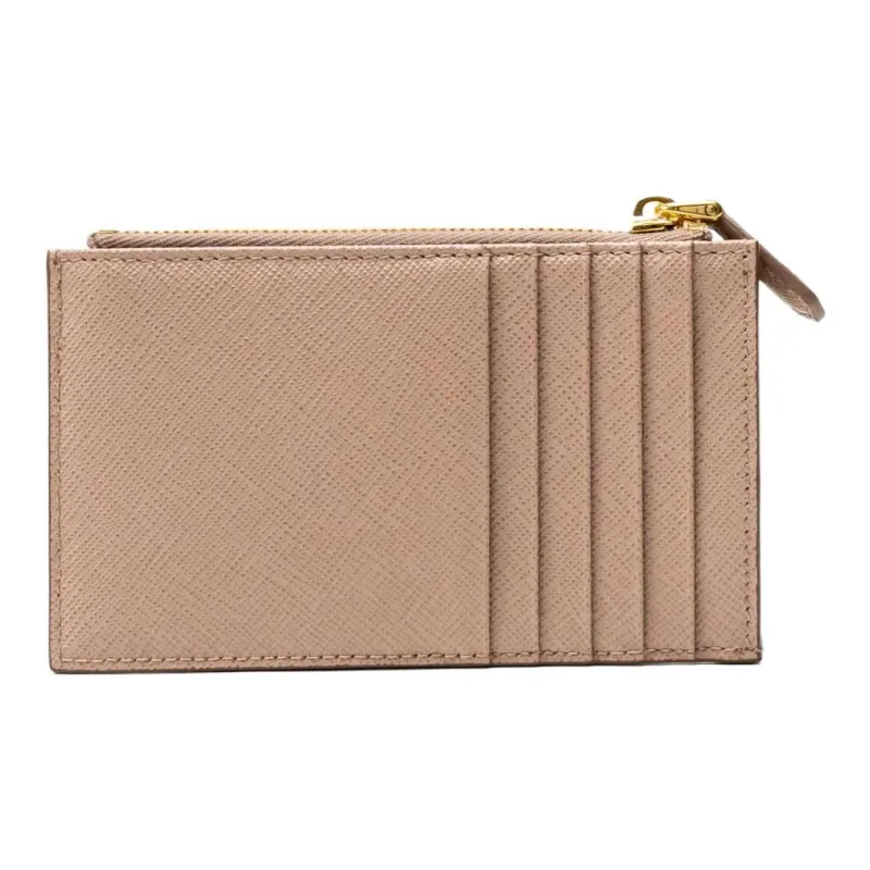 PRADA Fabric With Leather Wallet, Card Holder Regular Women's Pink-1
