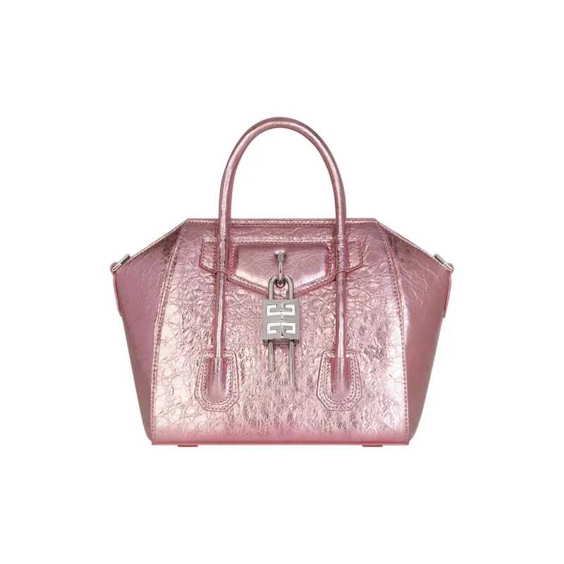 GIVENCHY Antigona Lock Lambskin Shoulder Bag Crossbody Bag Handbag Mini Women's Pink-0