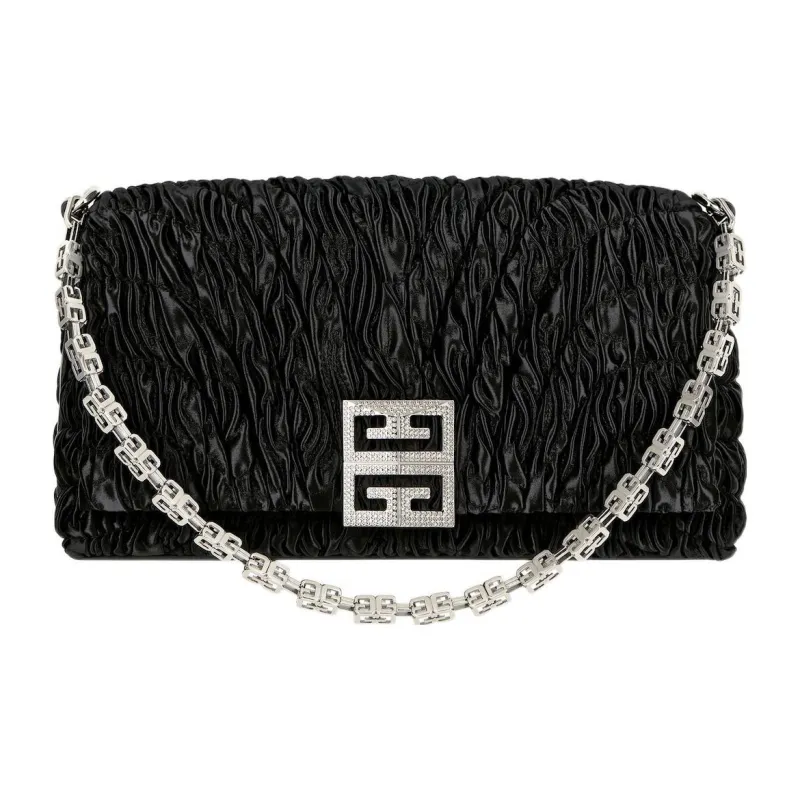 GIVENCHY 4G Sheepskin Handbag Shoulder Bag Crossbody Bag Small Size Women's Black-0