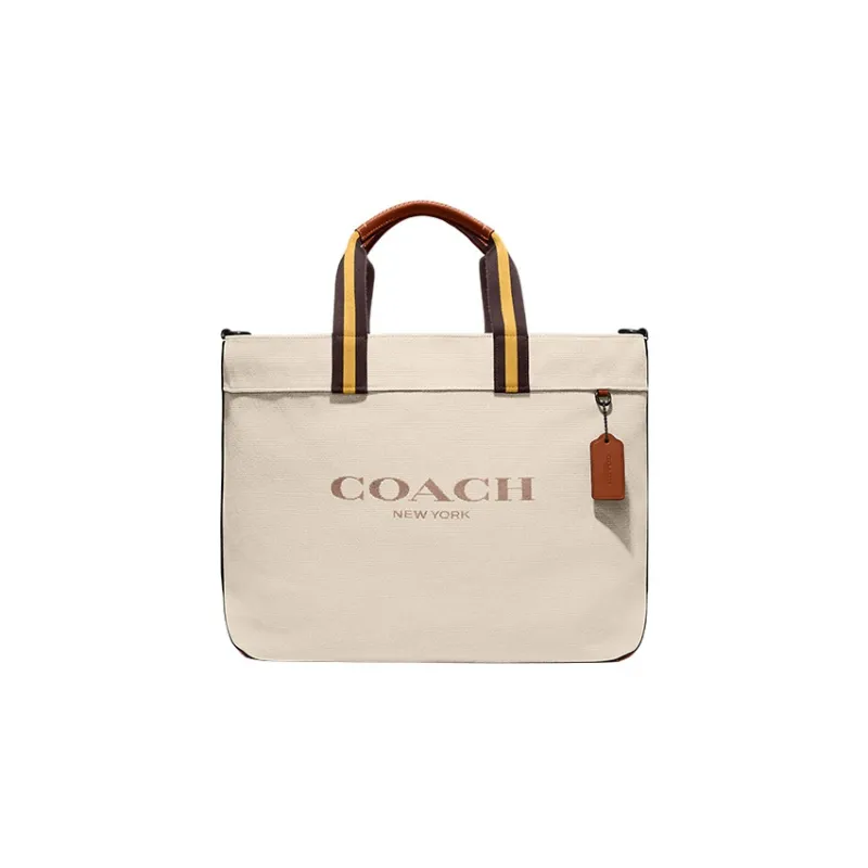 COACH Canvas With Leather Canvas Bag, Tote Bag, Shopping Bag, Handbag Tubas Women's Beige-0