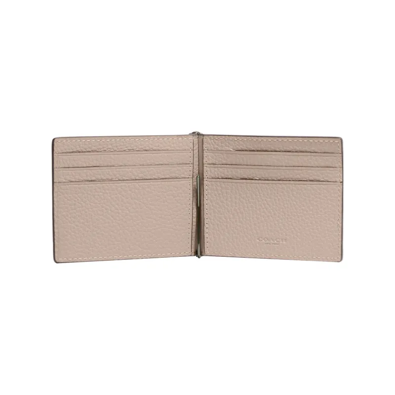 COACH Billfold Wallet Pebbled Leather Card Holder Wallet Women's Nude Pink-1
