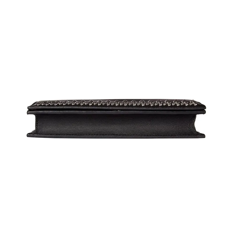 GUCCI Leather One Shoulder Crossbody Clutches Women's Black-3