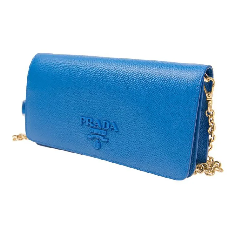 PRADA Cow Leather Handbag Crossbody Bag Shoulder Bag Women's Light Blue-1