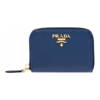 PRADA Cow Leather Coin Purses Wallets Women's Blue
