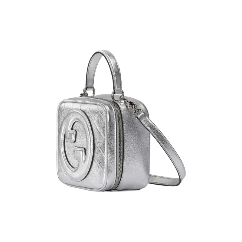GUCCI Blondie Leather Shoulder Bag Crossbody Bag Handbag Women's Silver-1