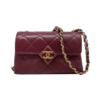CHANEL Lambskin Shoulder Bag, Crossbody Bag Mini Women's Red