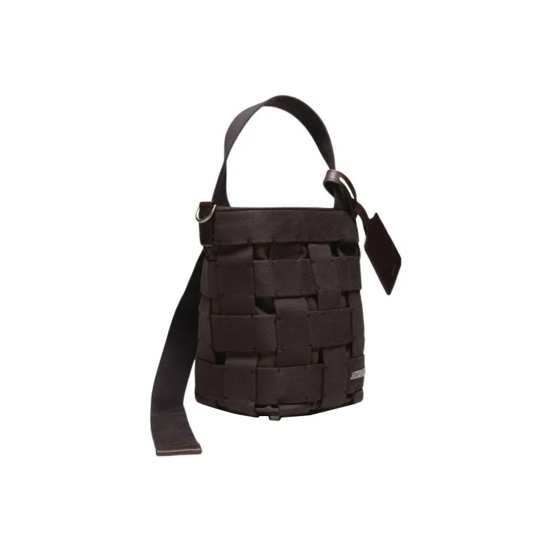 Jacquemus Cotton With Leather Bucket Bags Shoulder Bag Crossbody Bag Handbag Women's Black-2