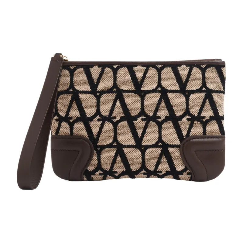 Valentino Fabric With Leather Clutch Regular Women's Beige-0