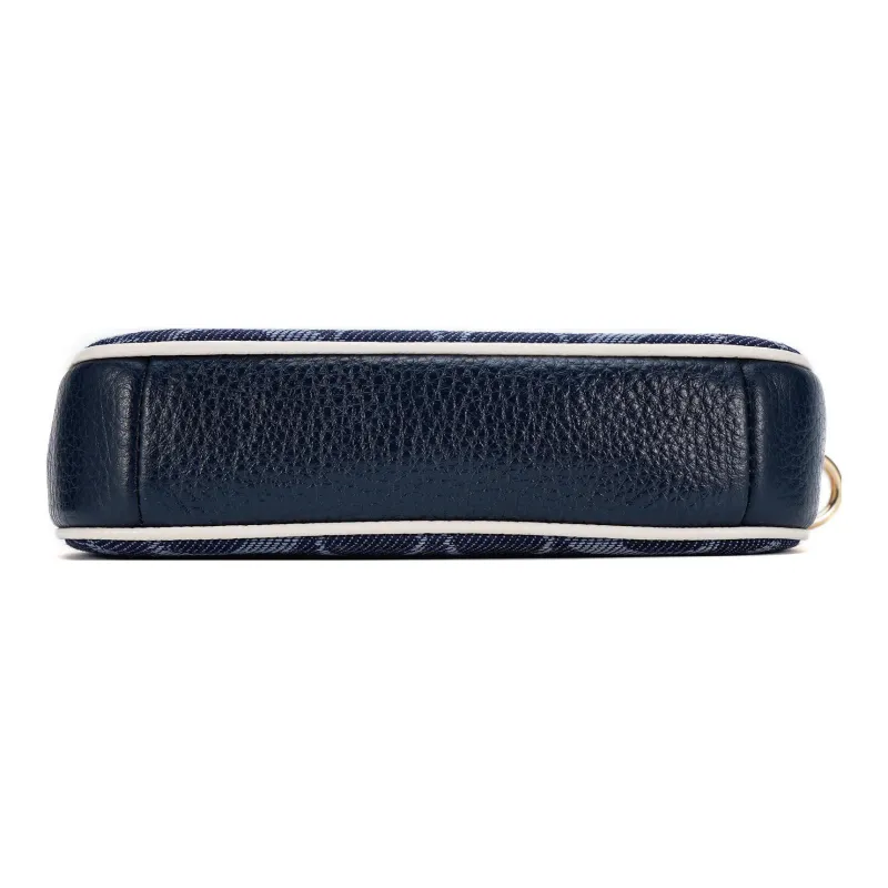 COACH Nolita Jacquard Fabric With Leather Mahjong Bag Shoulder Bag Clutch Wrist Bag Handbag Mini Women's Denim Blue-5